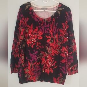 Joseph A. Floral Button Down Cardigan. Vibrant Colors. Soft! Size XL.